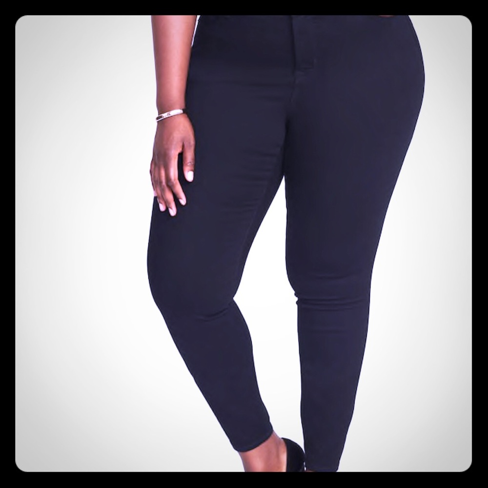 Dark wash coated Rockstar jeans.
